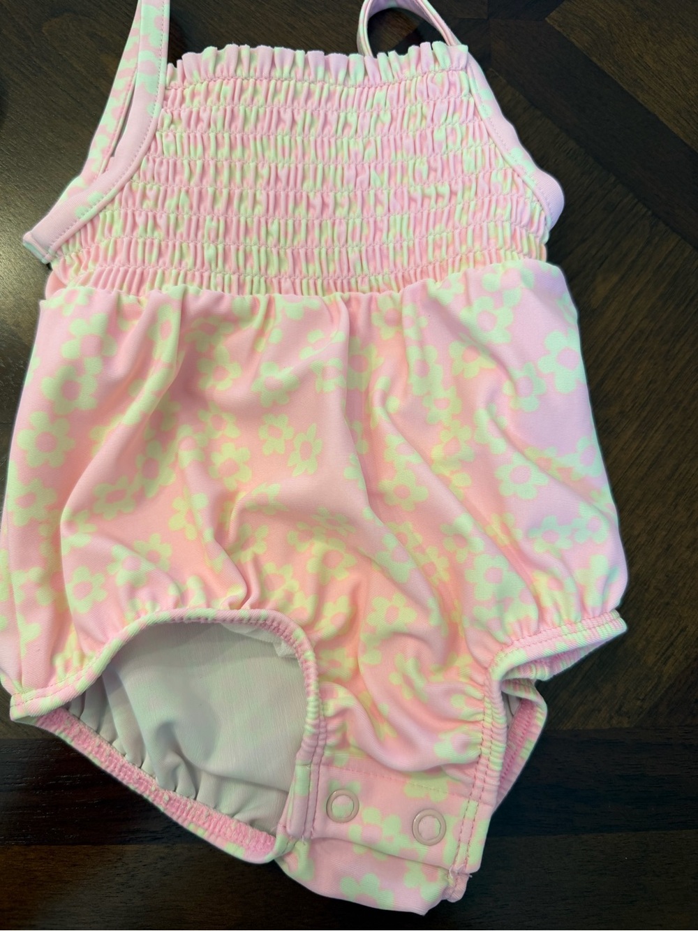 Carter's Pink Floral Smocked Strap One-Piece Swimsuit